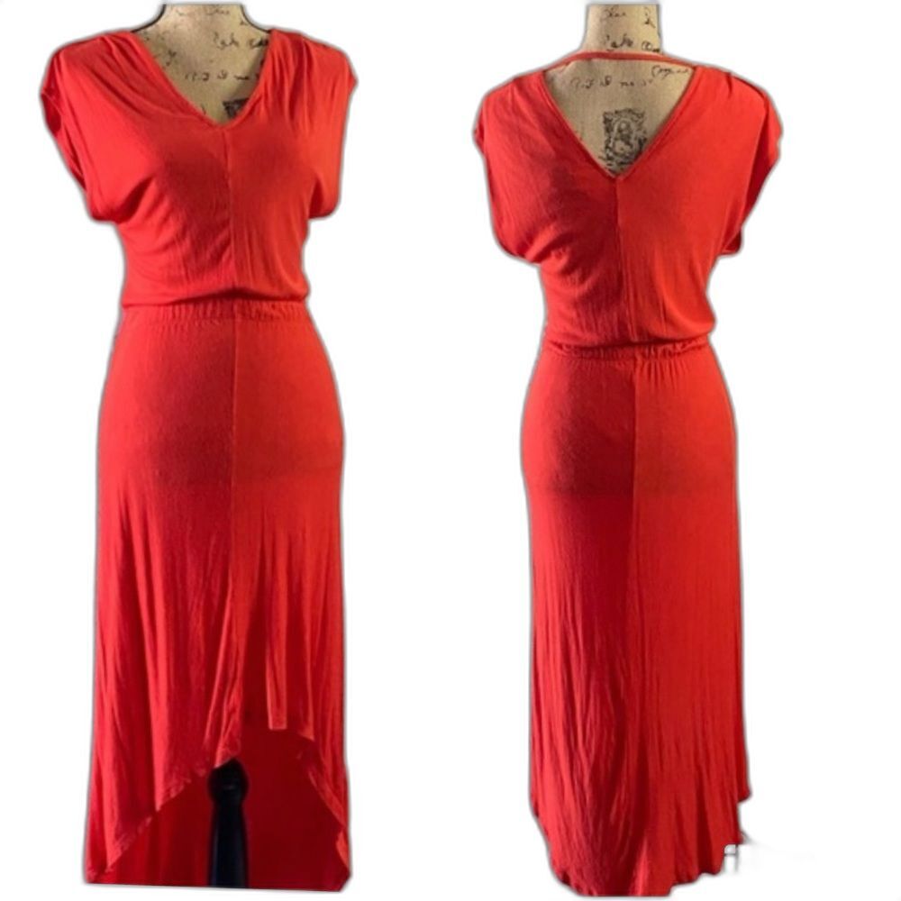 MOSSIMO Hi-Lo front & back V-neck Flattering Orange Dress